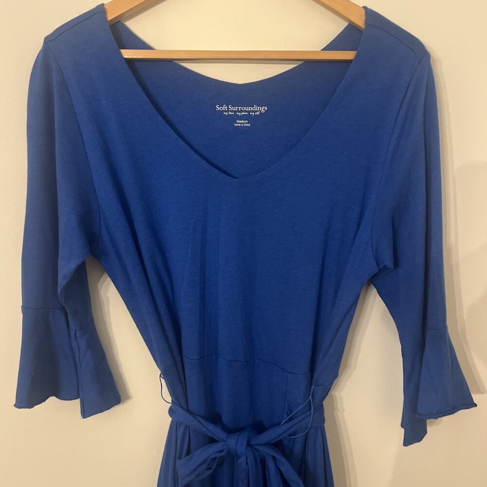 Soft Surroundings Springtime Ruffleneck Dress Medium Blue - Picture 3 of 11